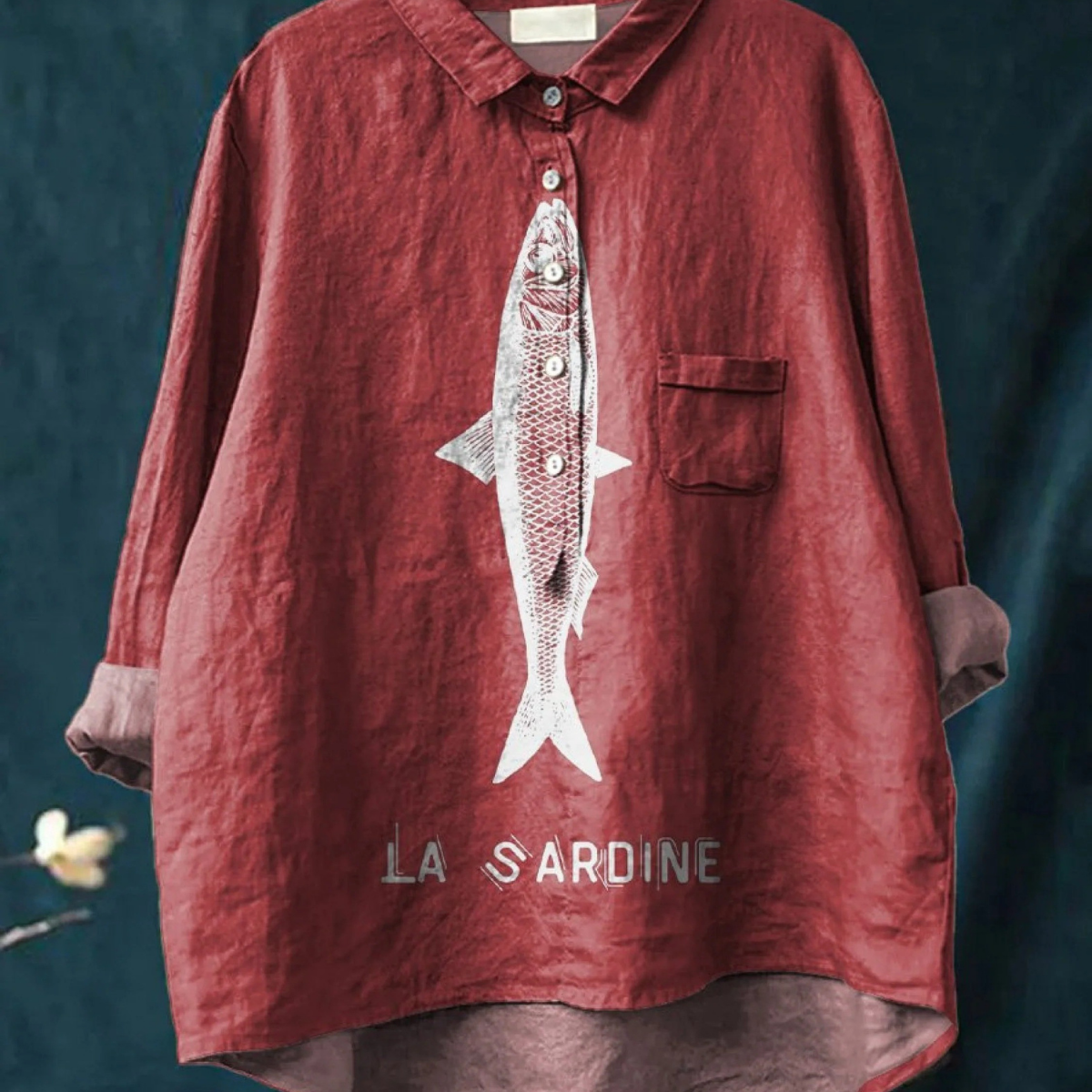 Edeltraud | T-shirt casual con stampa sardine — 3