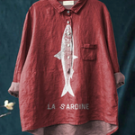 Edeltraud | T-shirt casual con stampa sardine — 3
