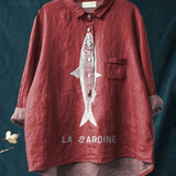 Edeltraud | T-shirt casual con stampa sardine — 3