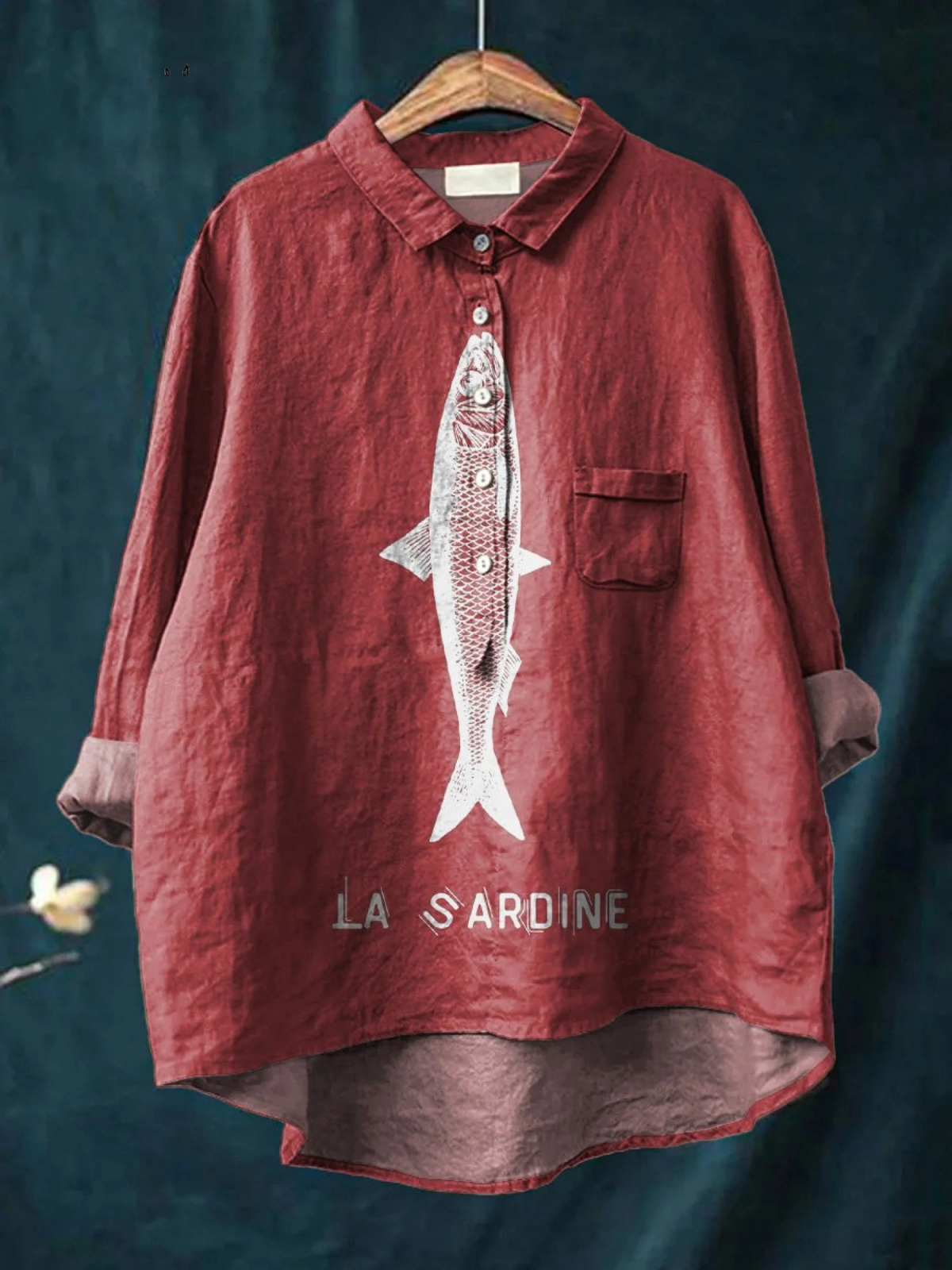 Edeltraud | T-shirt casual con stampa sardine — 3