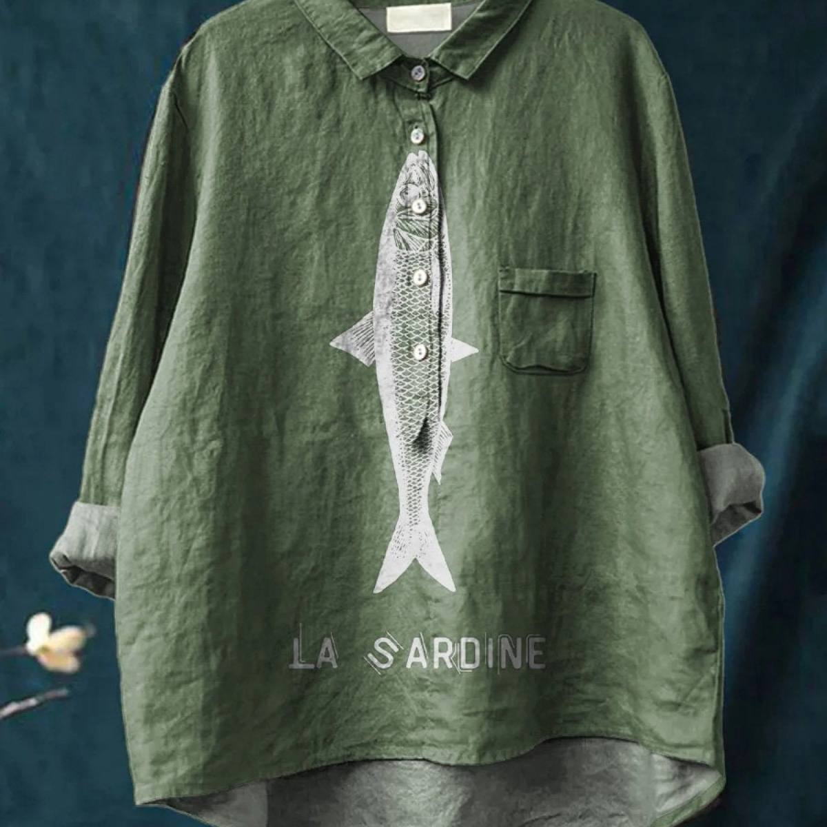 Edeltraud | T-shirt casual con stampa sardine — 4
