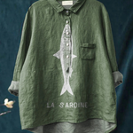 Edeltraud | T-shirt casual con stampa sardine — 4