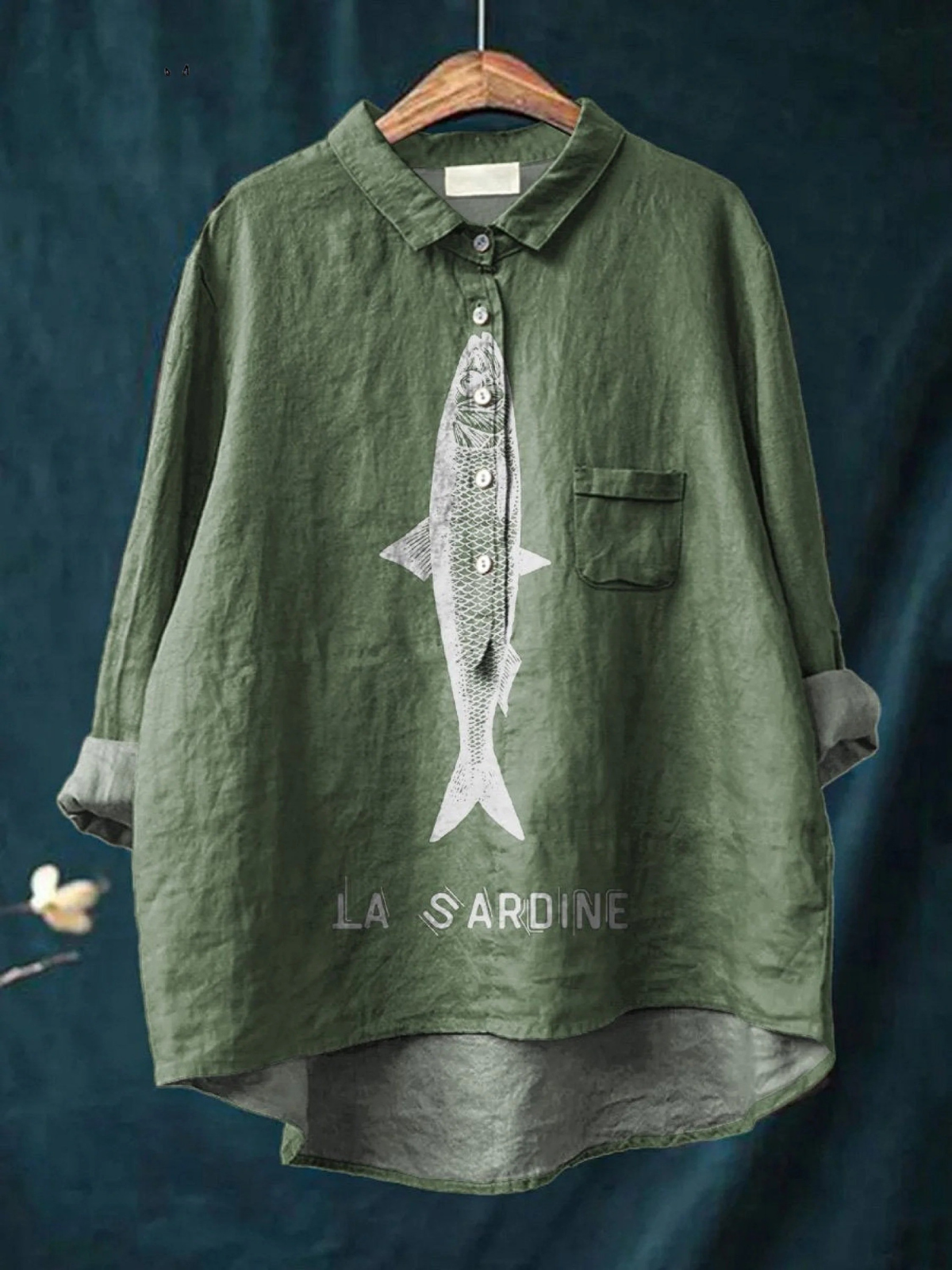 Edeltraud | T-shirt casual con stampa sardine — 4