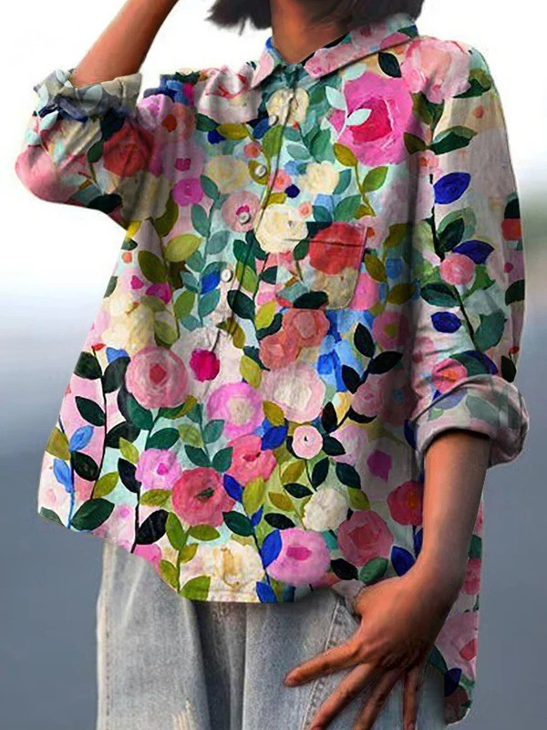 Christina | Camicetta casual da donna con un colorato motivo floreale primaverile — 2