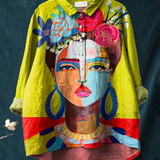 Elena | T-shirt casual con ritratto di Frida stampato ad olio — 1