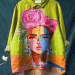 Elena | T-shirt casual con ritratto di Frida stampato ad olio — 2