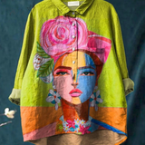Elena | T-shirt casual con ritratto di Frida stampato ad olio — 2