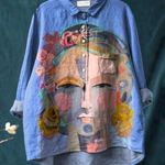 Elena | T-shirt casual con ritratto di Frida stampato ad olio — 3