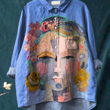 Elena | T-shirt casual con ritratto di Frida stampato ad olio — 3