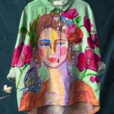Annemarie | T-shirt casual da donna con ritratto in stile dipinto ad olio — 1
