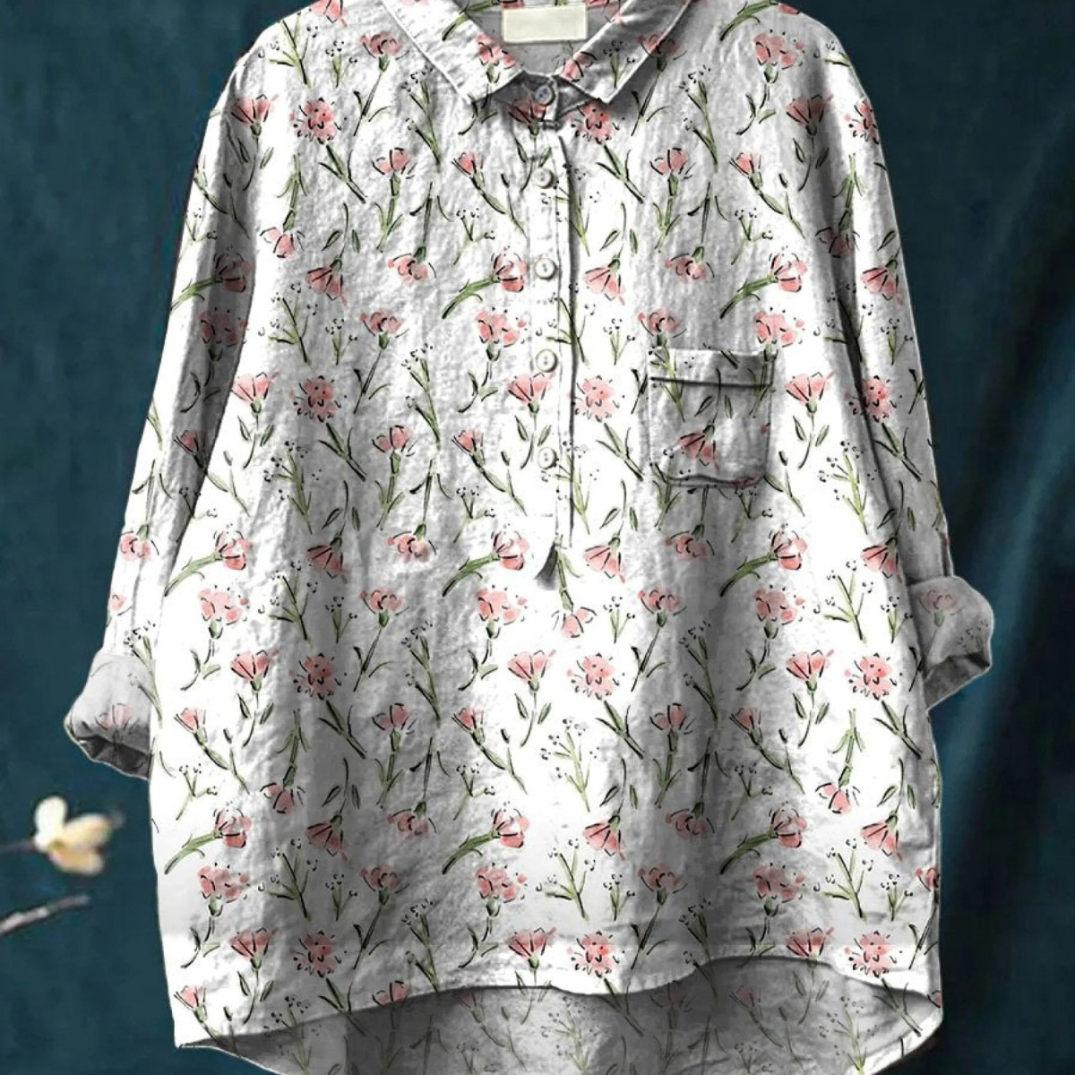 Ilse | Blusa casual da donna con motivo floreale primaverile rosa — 1
