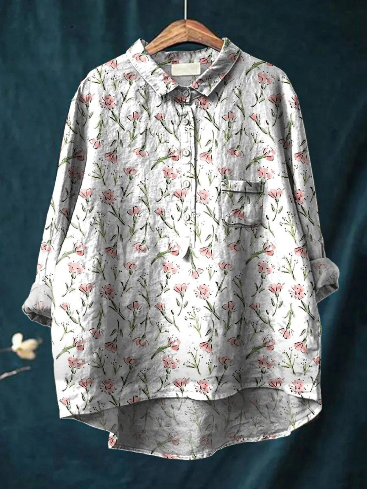 Ilse | Blusa casual da donna con motivo floreale primaverile rosa — 1
