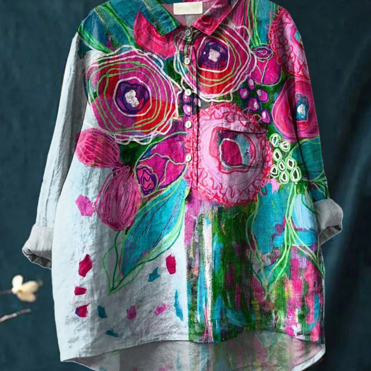 Monika | T-shirt casual con fantasia floreale vintage — 1