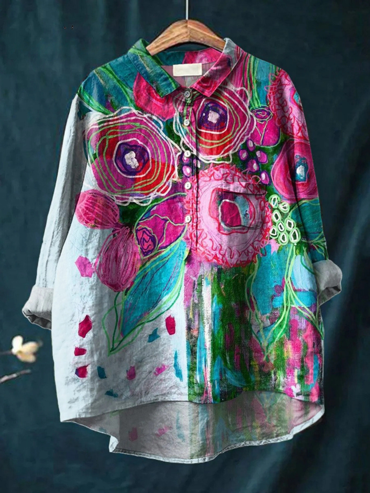 Monika | T-shirt casual con fantasia floreale vintage — 1