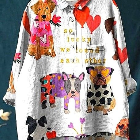 Judith | Blusa artistica con cuori e animali — 1