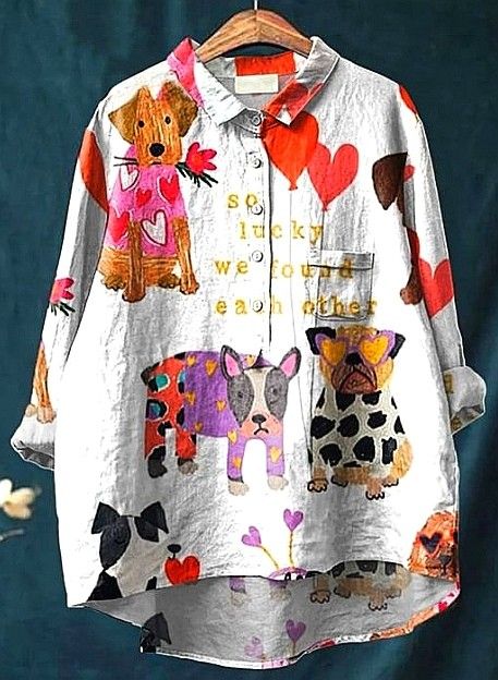 Judith | Blusa artistica con cuori e animali — 1