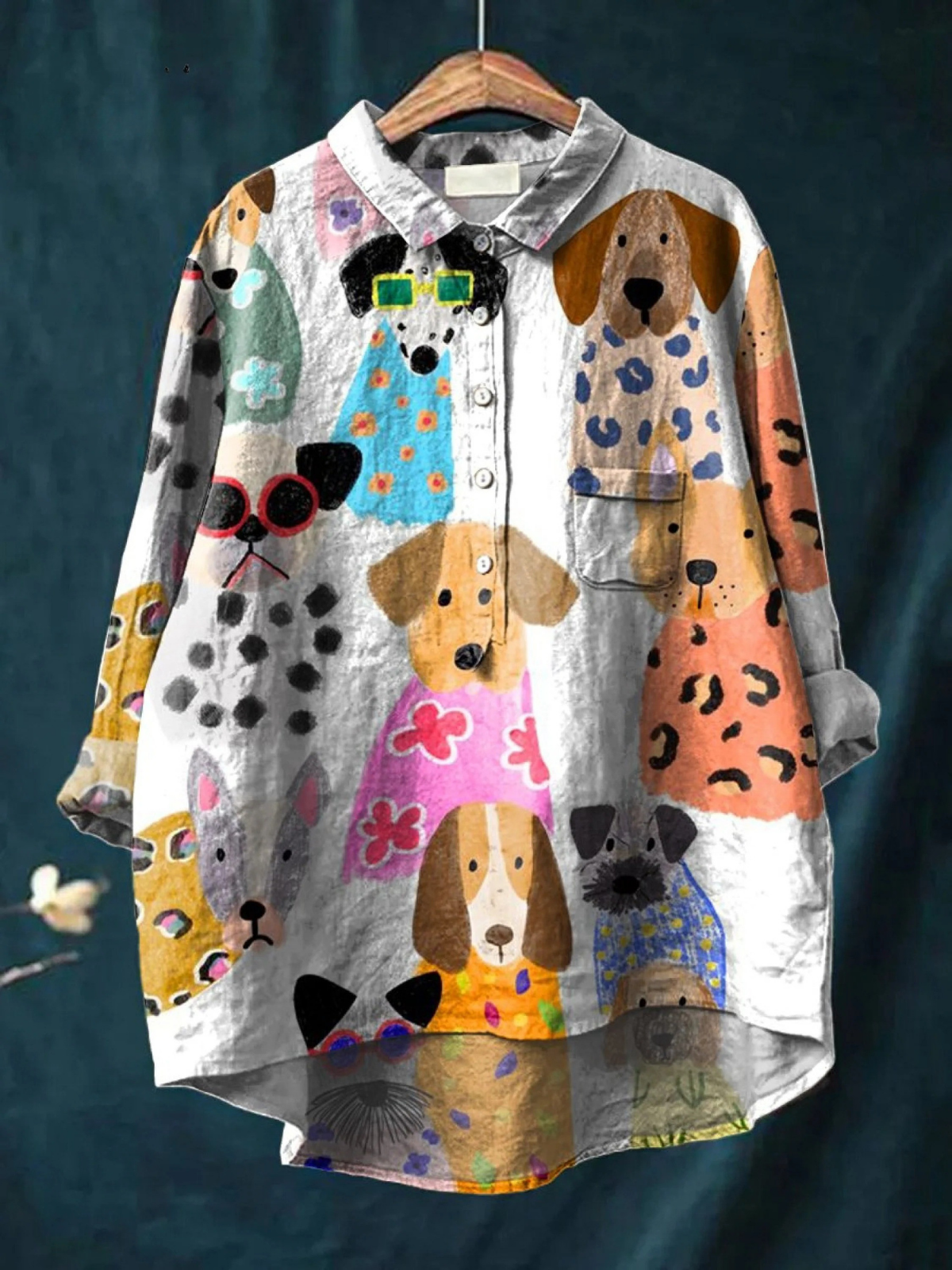 Lisa | Camicetta casual con cane cartone animato colorato — 1