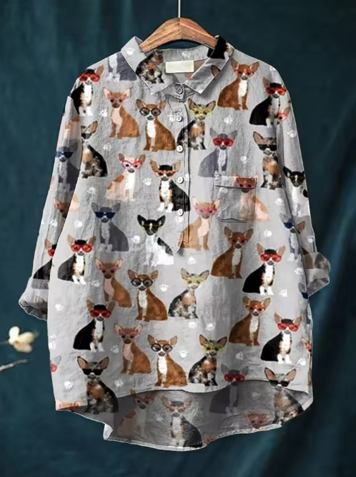 Rosalie | Blusa con motivo Chihuahua — 1