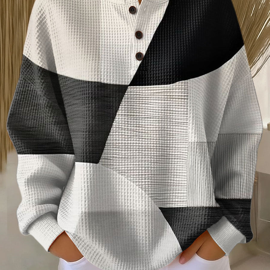 Greta | Maglione con struttura waffle e blocchi di colore — 1