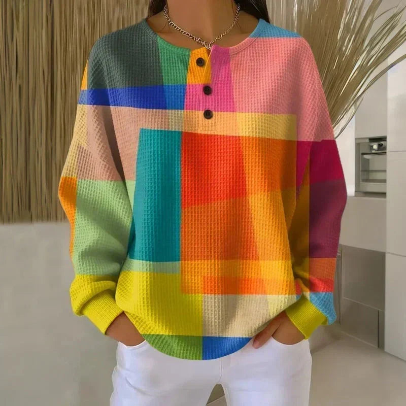 Greta | Maglione con struttura waffle e blocchi di colore — 2