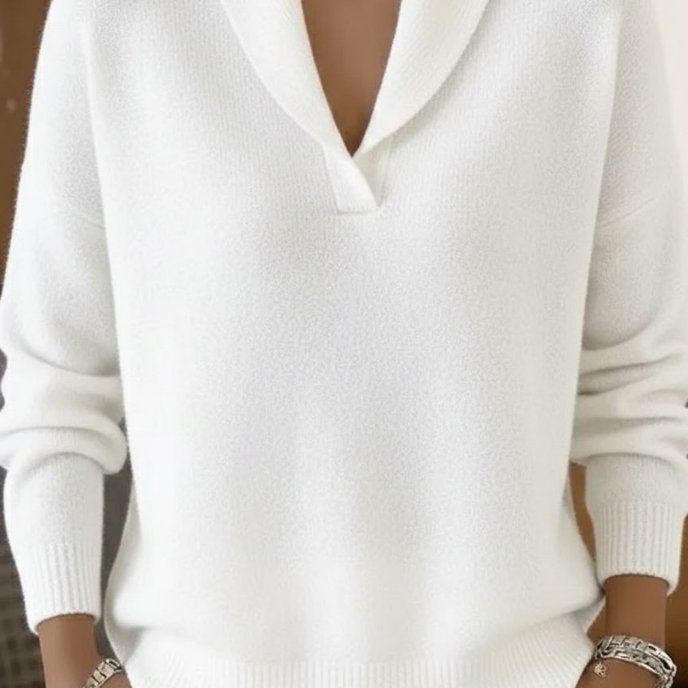Frieda | Pullover con collo sciallato e scollo a V — 6