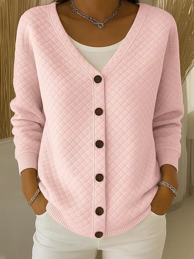 Ilse | Cardigan con trapuntatura a rombi e bottoni — 1