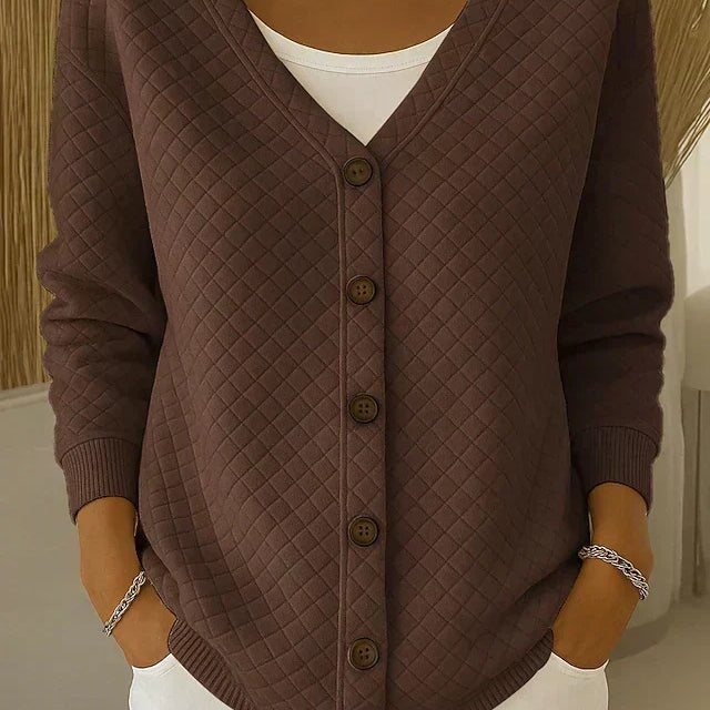Ilse | Cardigan con trapuntatura a rombi e bottoni — 4