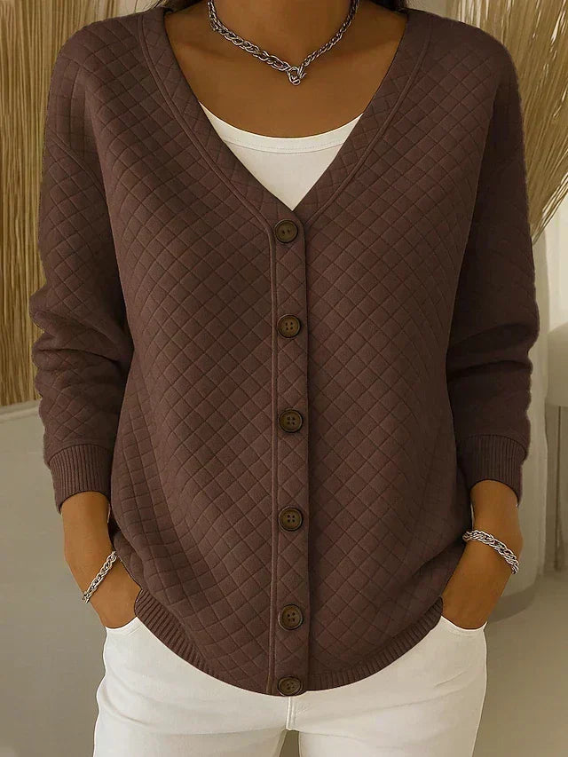 Ilse | Cardigan con trapuntatura a rombi e bottoni — 4