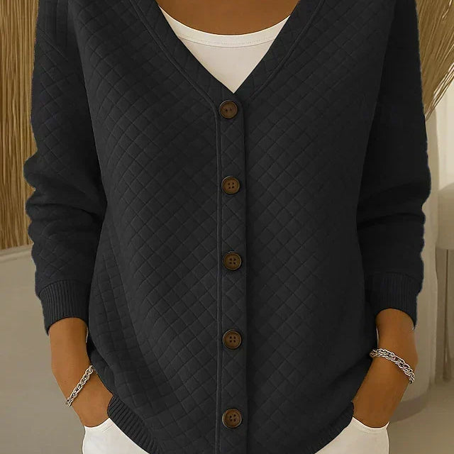Ilse | Cardigan con trapuntatura a rombi e bottoni — 6