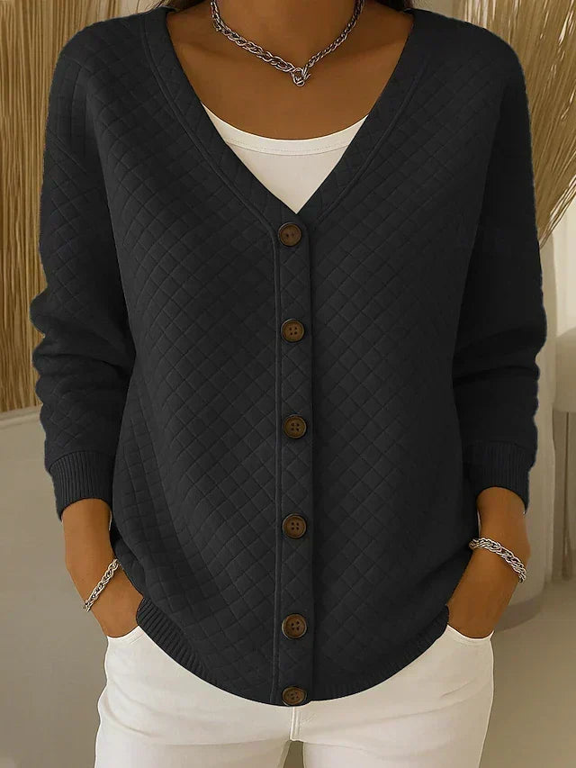 Ilse | Cardigan con trapuntatura a rombi e bottoni — 6