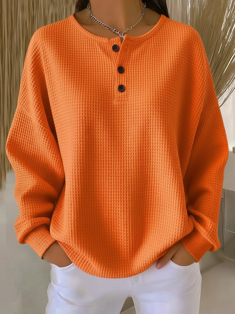 Elke | Felpa Henley con struttura waffle — 1