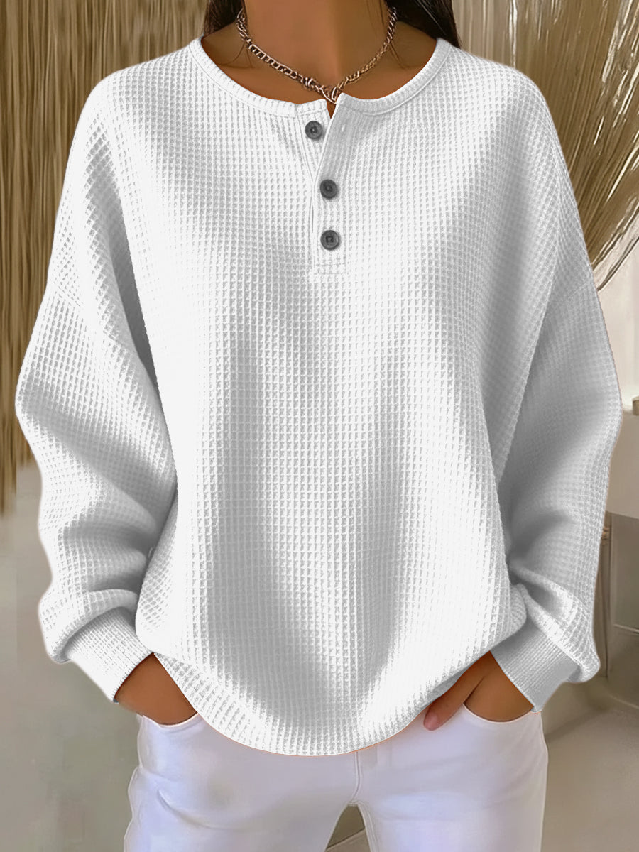 Elke | Felpa Henley con struttura waffle — 2