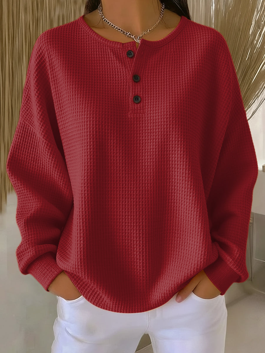 Elke | Felpa Henley con struttura waffle — 3