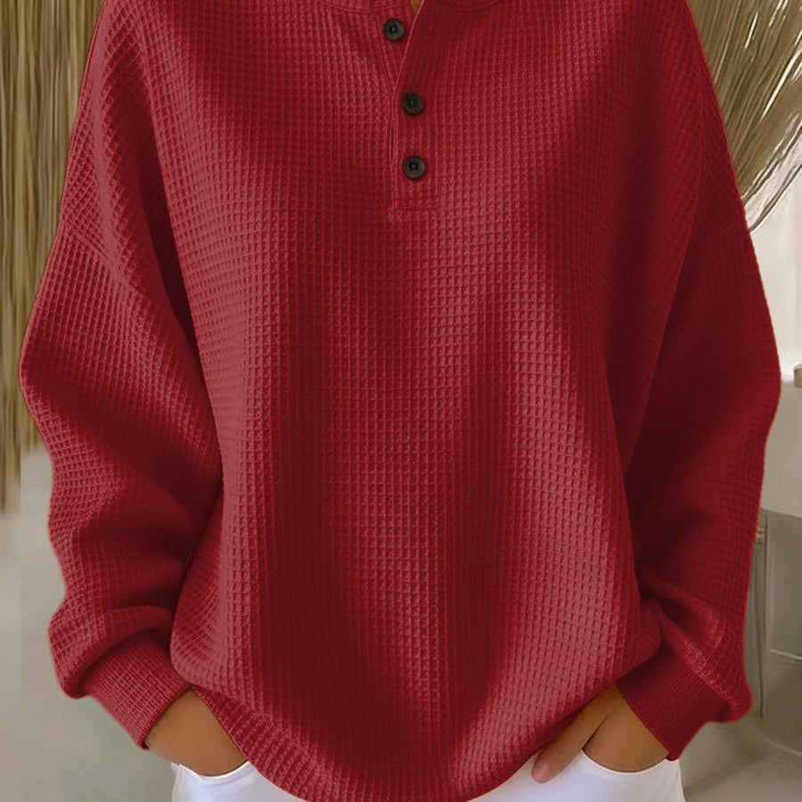 Elke | Felpa Henley con struttura waffle — 3