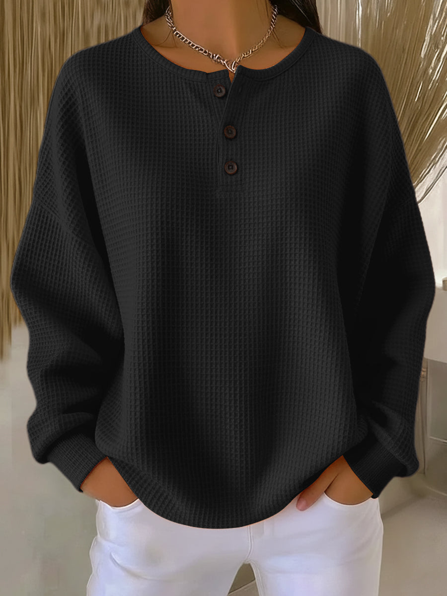 Elke | Felpa Henley con struttura waffle — 4
