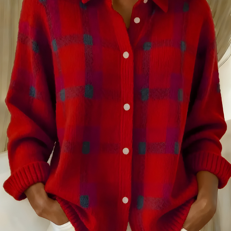 Klara | Giacca camicia in maglia a quadri — 2