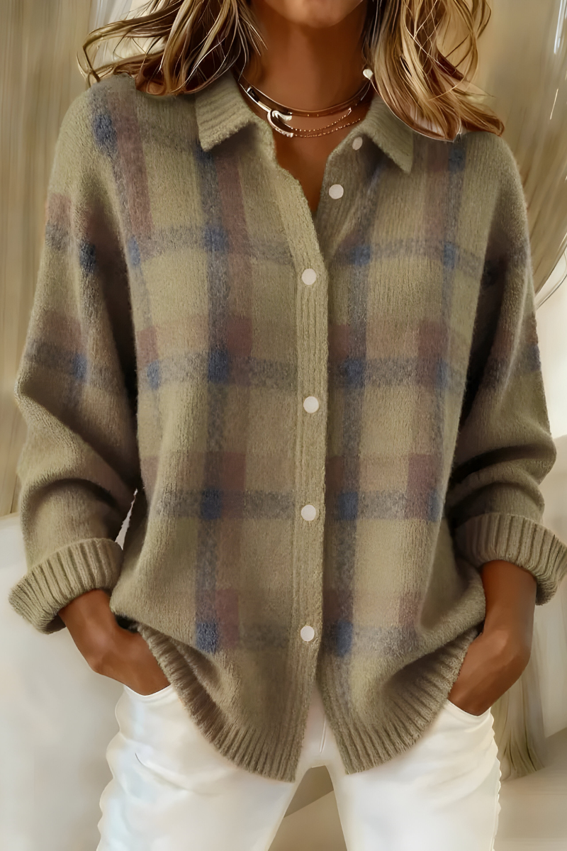 Klara | Giacca camicia in maglia a quadri — 5