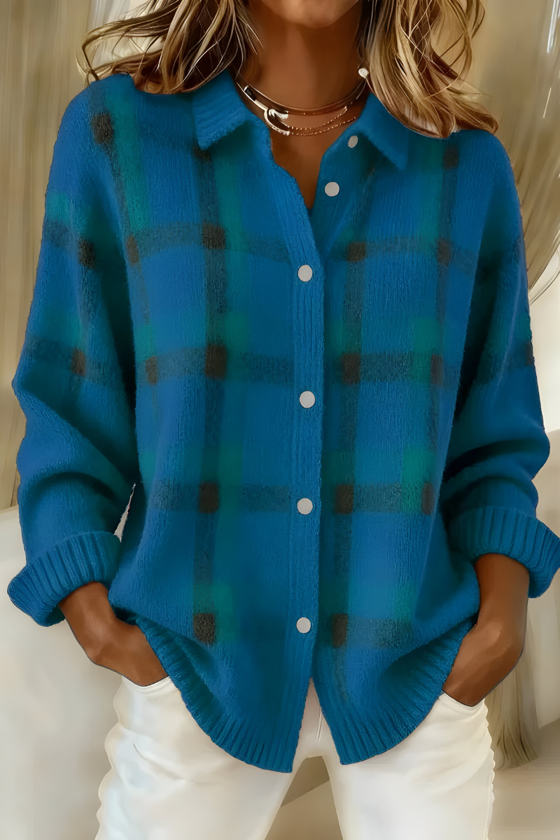 Klara | Giacca camicia in maglia a quadri — 6