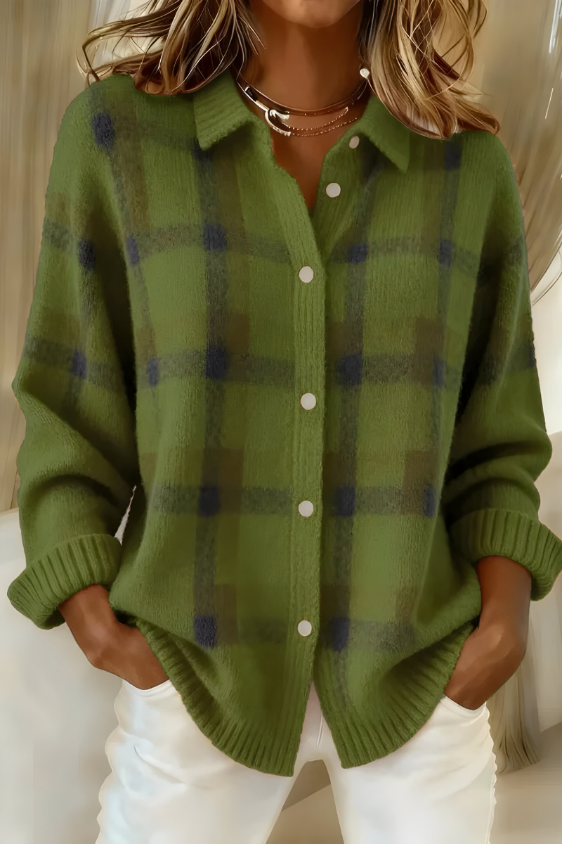 Klara | Giacca camicia in maglia a quadri — 7