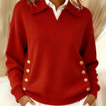 Roswitha | Pullover con colletto polo e bottoni color oro — 3
