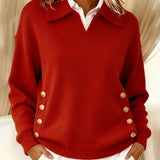Roswitha | Pullover con colletto polo e bottoni color oro — 3