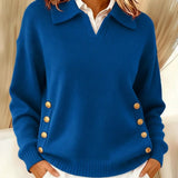 Roswitha | Pullover con colletto polo e bottoni color oro — 4