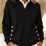 Roswitha | Pullover con colletto polo e bottoni color oro — 6