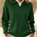 Roswitha | Pullover con colletto polo e bottoni color oro — 7