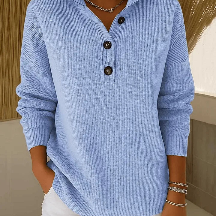 Irmgard | Pullover con colletto polo e scollo a V — 1