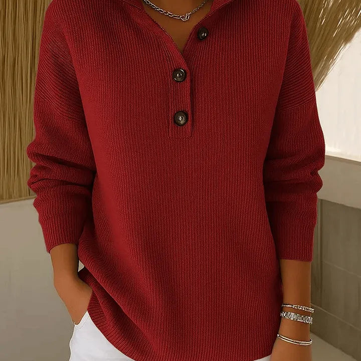 Irmgard | Pullover con colletto polo e scollo a V — 3