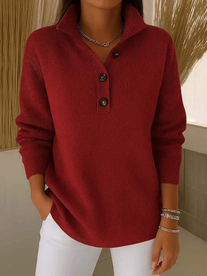 Irmgard | Pullover con colletto polo e scollo a V — 3