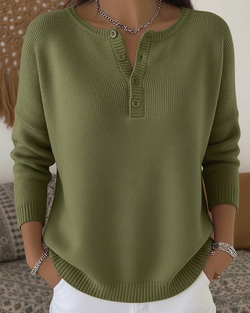 Waltraud | Maglione lavorato a maglia con abbottonatura Henley — 1