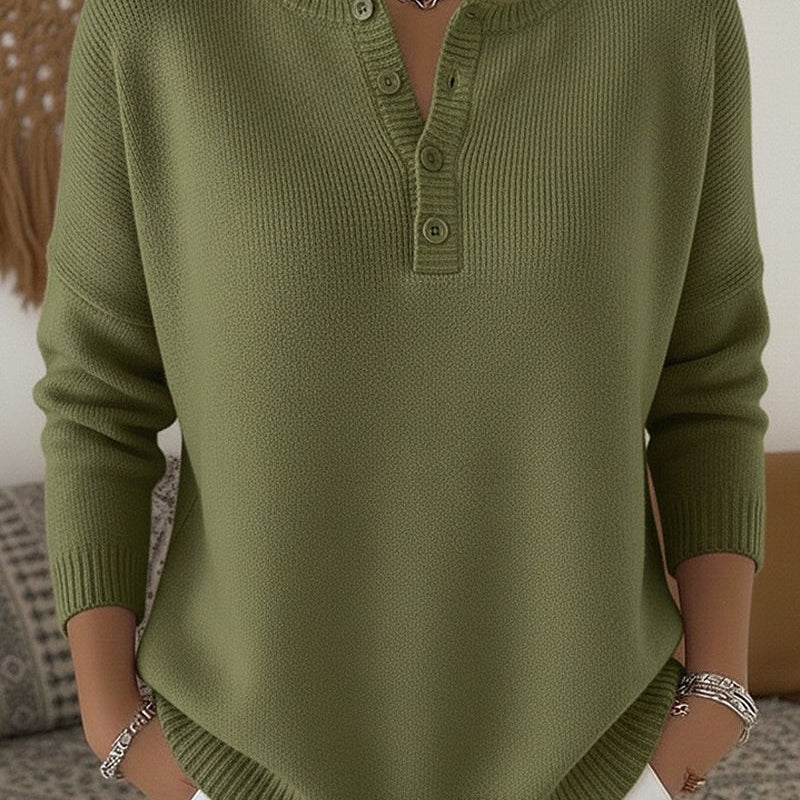 Waltraud | Maglione lavorato a maglia con abbottonatura Henley — 1