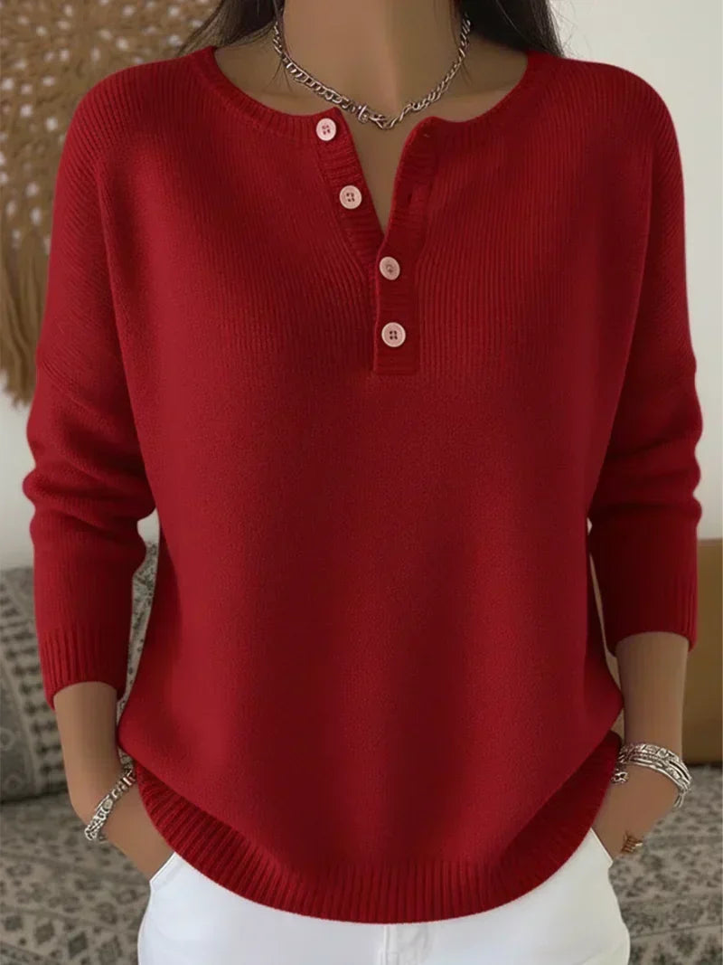 Waltraud | Maglione lavorato a maglia con abbottonatura Henley — 3
